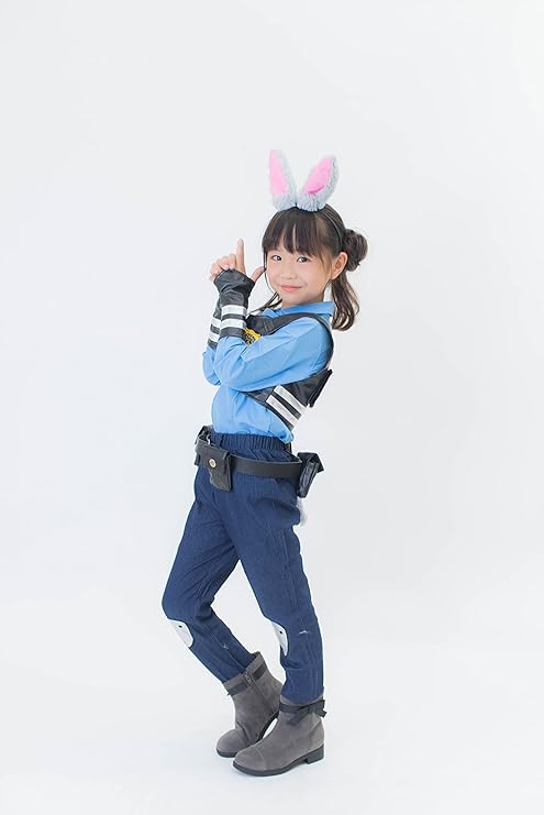 Amazon 子供用 キッズ ジュディー 風 コスプレ 警官衣装 セット ジャケット ズボン ベスト うさぎ耳カチューシャ ベルト にんじん Judy ズートピア 身長110cm前後 ジュディー キッズコスチューム おもちゃ