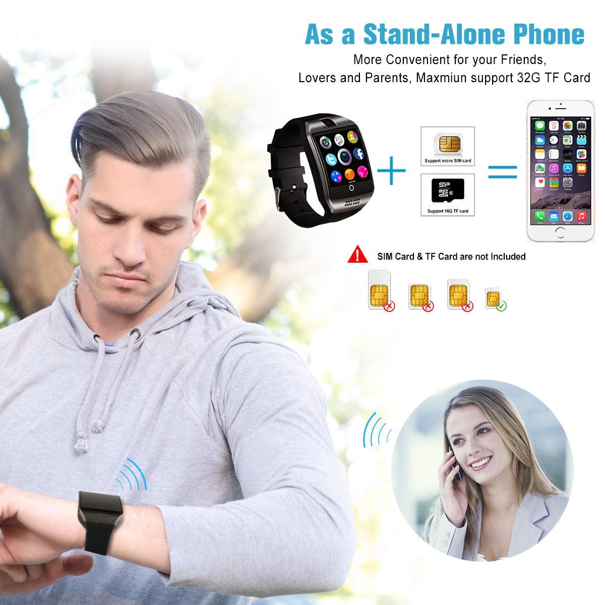 Android Smart Watch for Women Men, 2019 Bluetooth Smartwatch Smart Watches-A9