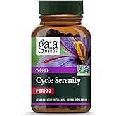 Gaia Herbs Cycle Serenity - Women's Hormonal Balance Supplement - Made with Fenugreek, Saffron, Turmeric & Hawthorn - Free from Gluten, Dairy & Soy - 60 Vegan Capsules (60 Servings)
