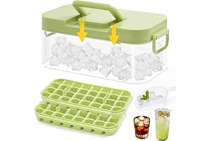 Ice Cube Mold Tray: 64 Pcs Ice Mold Trays with Lid and Bin BPA Free Ice Cubes Tray for Freezer 2 Pack Easy Release Ice Molds 