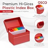 Osco Red Hi-Gloss Index Box with A-Z Dividers and 100 Cards view 2