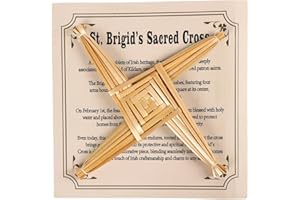 Brilucky Traditional St. Brigid's Wall Cross, Celtic Cross Imbolc Decor, Irish Blessing Wall Decor, 8 Inch