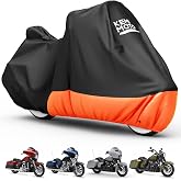 KEMIMOTO Heavy Duty 420D Motorcycle Cover Waterproof Fits for Touring Model | Fits Side Top Box Rain Outdoor Compatible with Touring Ultra Limited Road King Street Glide Road Glide All Weather Orange