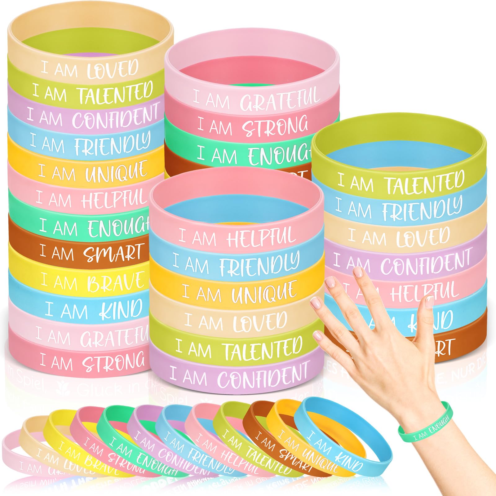 Luinabio 36 Pcs Motivational Silicone Bracelets - Back to School Inspirational Stretch Quote Rubber Wristbands for Unisex - 12 Styles