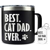 Hyturtle Best Cat Dad Ever Coffee Black Mug/Tumbler 14oz - Gift Idea For Cat Lovers - Fathers Day, Birthday & Christmas