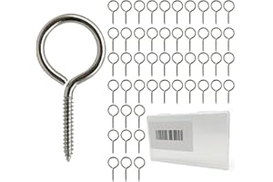 Allkeen 50 PCS Stainless Steel 1.57 Inch Screw Eyes Hooks Screw Eye Bolts, 20 Lbs Capacity