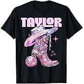 Taylor Outfit Cowgirl Boots Youth Women Teen Girls Name T-Shirt