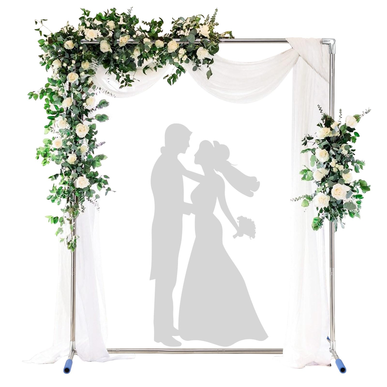 Photo 1 of Wedding Arch Backdrop Stand,7x5 FT Metal Arch Backdrop Stand for Ceremony, Stainless Steel Square Backdrop Stand for Parties,Wedding,Birthday,Anniversary,Baby Shower,Garden Decorations