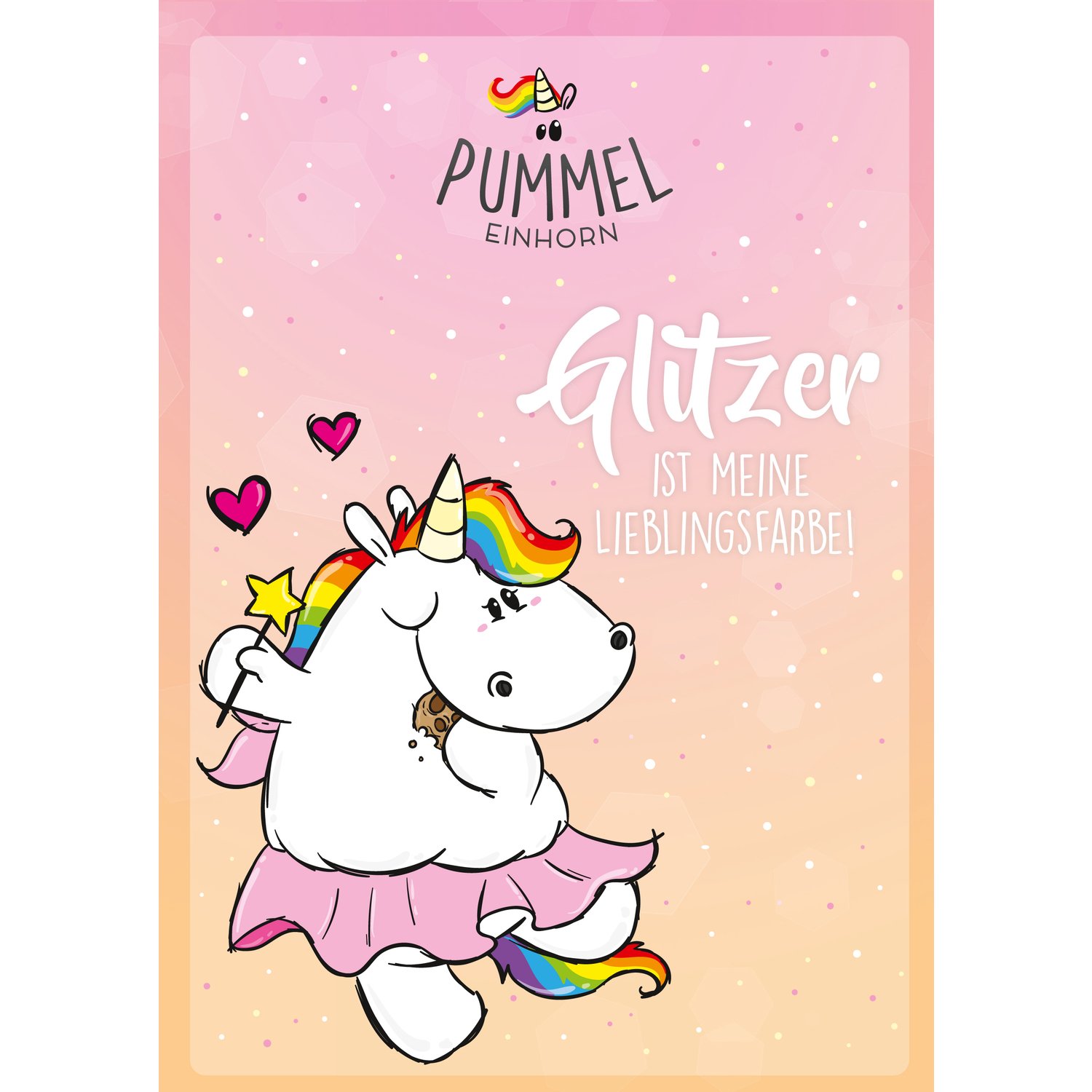 Pummeleinhorn writing pad A5 – glitter (pink)