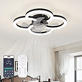 FTZVRD Ceiling Fans with Lights and Remote, Flush Mount Ceiling Fan with Light, 3000-6500K Dimmable Modern LED Ceiling Fans, 