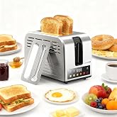 Consciot Smart Touch Screen 2 Slice Toasters with 6 Browning Levels, Timer | Reheat/Defrost/Cancel, Extra-Wide Slots, Removable Crumb Tray, Auto Pop-up &amp; Anti Jam, Peak 925W, Full Stainless Steel Body