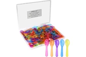 AMEILOZ 3 Inch Tiny Mini Tasting Spoons Colored Disposables Small Taster Spoon, Mini Sampling Spoon for Desserts Pudding Jello Shots Ice Cream (1 Pack of 30 PCS)