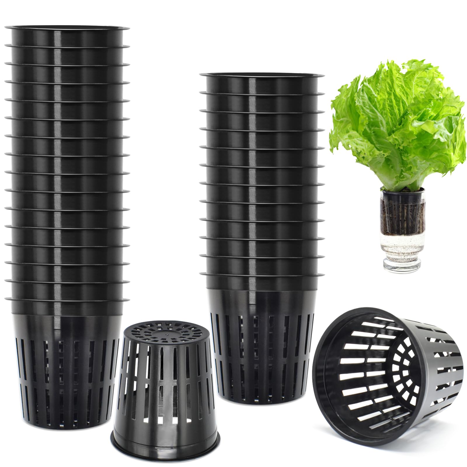 Photo 1 of ZeeDix 2 Inch Net Pots for Hydroponics, 25 Pack Mesh Net Cups Hydroponic Baskets Plant Nursery, Reusable Heavy Duty Wide Lip Round Bucket Basket for Plants