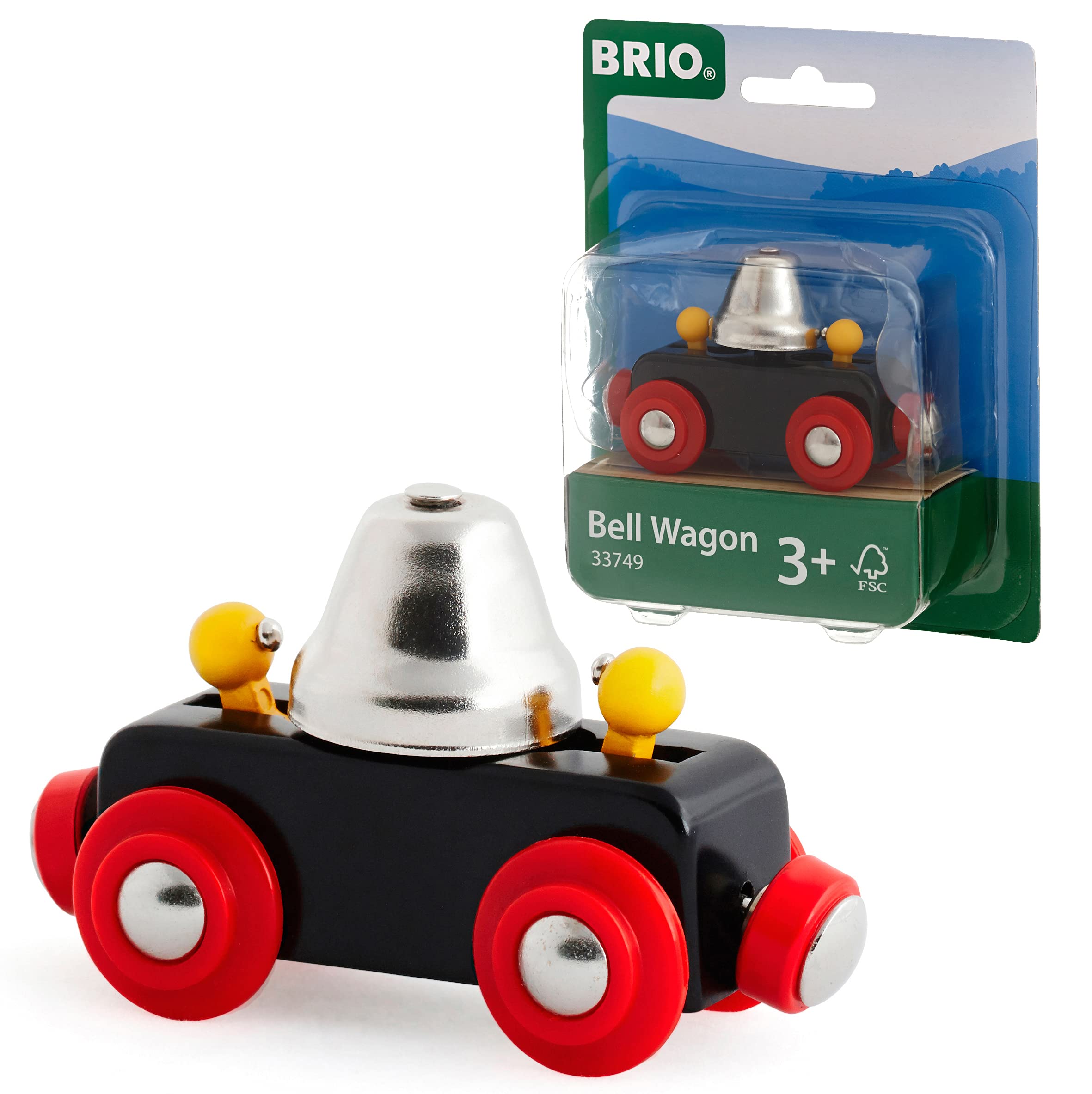 BRIO World Bell Wagon Toy Train for Kids Age 3 Years Up - Wooden Railway Add On Accessories