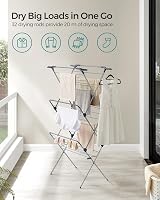 Songmics Foldable Clothes Airer 32 Rods 20 kg 46x70.5x155 cm Grey LLR720G01 view 3