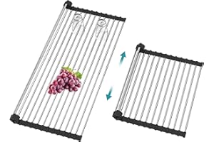 BBXTYLY Extra Large Expandable Roll Up Dish Drying Rack,Over The Sink Drying Rack Sink Cover Kitchen Sink Accessories Kitchen