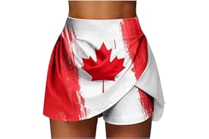 Patriotic Canada Flag Print Skort for Women,Skirted Shorts for Tennis, Running, and Canada Day Celebrations