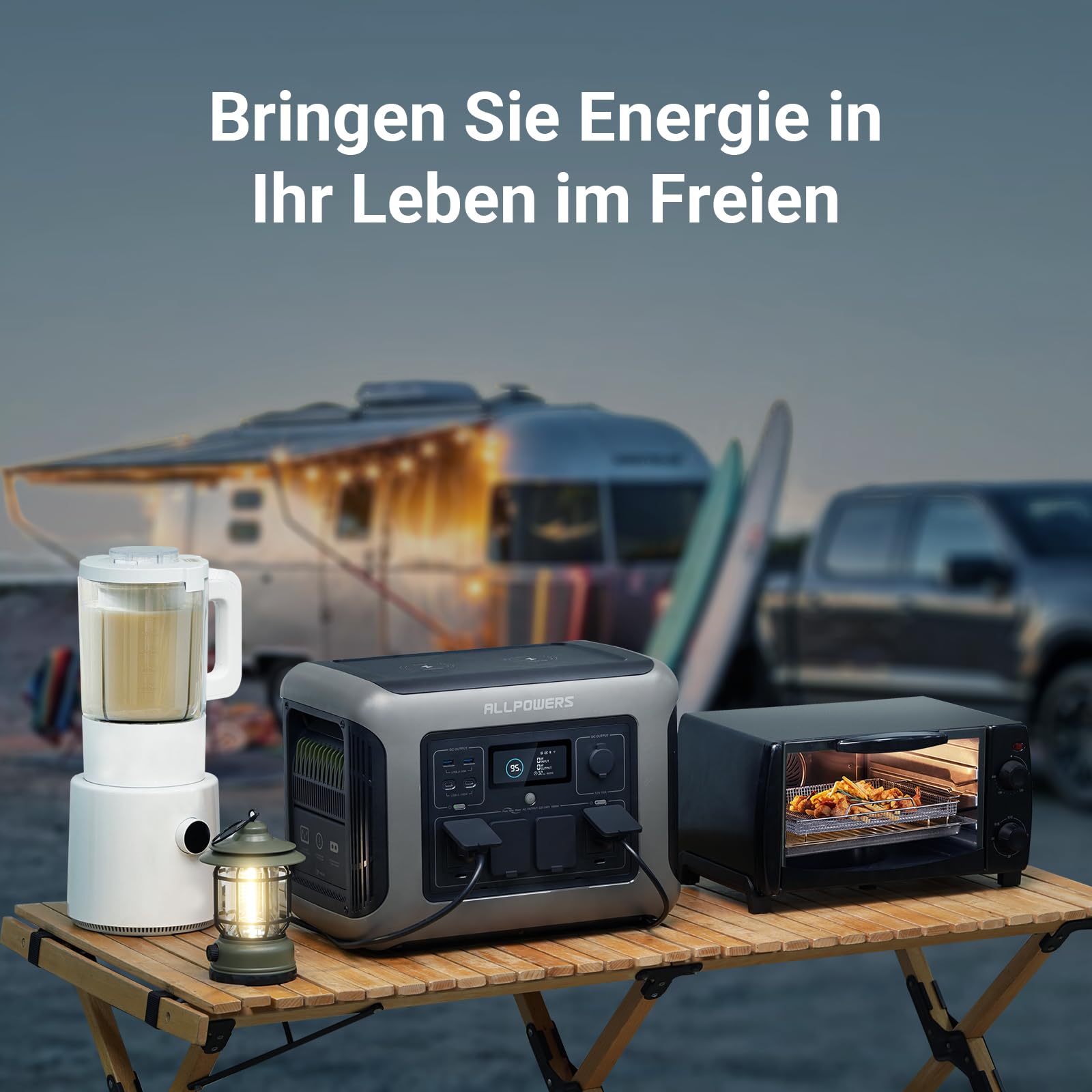 ALLPOWERS R1500 Solargenerator 1152WH Tragbare Powerstation, 4 * 230V 1800W AC Ausgang & PD 100W USB-C, Schnellladung Mobile Stromversorgung für Wohnmobil Heimwerken und als Notstromaggregat 8