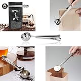 Kuou 2Pcs Coffee Scoop with Clip Stainless Steel Ground Coffee Sealer Silver view 4
