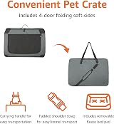 Amazon Basics 4-Doors Portable Soft-Sided Folding Travel Crate Grey S 66x46x46 view 3