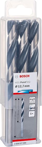Bosch PointTeQ 5pc HSS Twist Drill Bits Metal 12.7 x 101 x 151 mm view 3