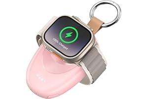 GagaKing for Apple Watch Charger, Portable iWatch Charger Wireless Magnetic 1400mAh Power Bank Keychain Accessories Travel Car Charger for Apple Watch Series 10/9/8/7/6/5/4/3/2/SE/Ultra/Ultra 2 (Pink)