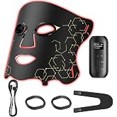 LED Light Therapy Mask (E106A) for Face with High-Frequency Laser, 850NM Near-infrared Portable Red Light Therapy Mask for Wrinkles &amp; Acne Treatment, Silicone Phototherapy with Timer for Home &amp; Travel