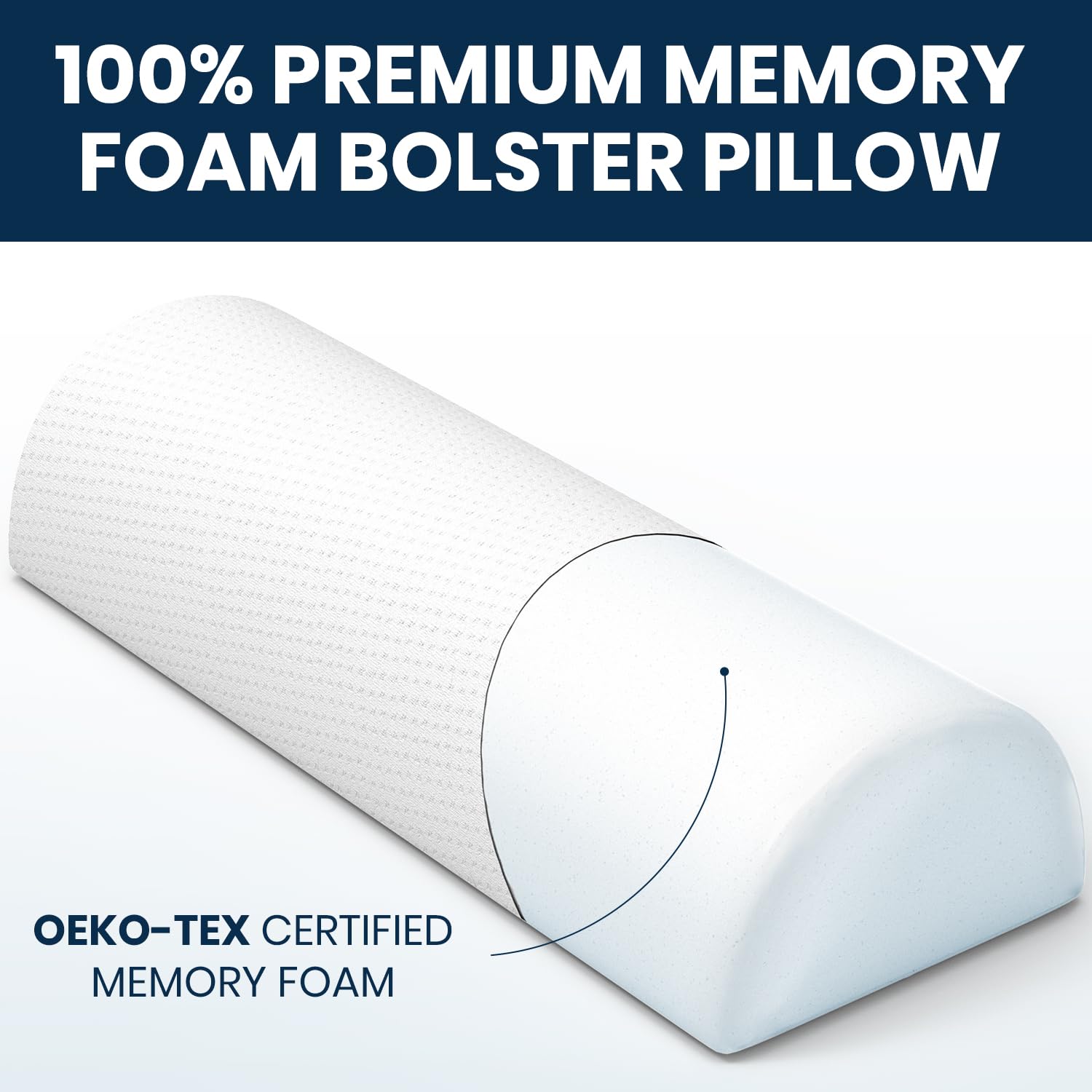 Everlasting Comfort Under Knee Pillow for Back Sleeping - Memory Foam Half Moon Leg Bolster Pillow for Back Pain, Thoracic Support