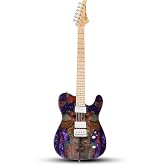 Leo Jaymz Electric Guitar, 24-Fret Maple Neck with Matte Finish, Glossy Top/Back, Dual Humbucker Pickups, 3-Way Switch, Fixed Bridge, White Brass Frets, Black Inlays(Purple)