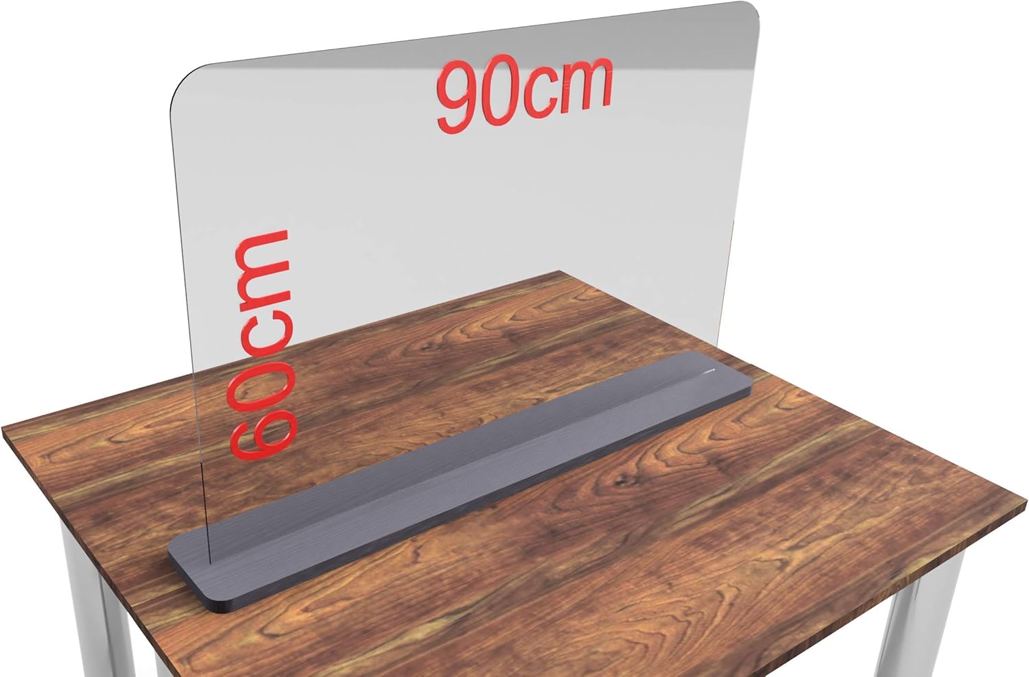 FLEXISTYLE Made of plexiglass with 5 mm, virus protection, cough protection, sneezing protection, counter top, table top, (60-100 x 60 cm) (90 x 60 cm), transparent and grey, szyb9