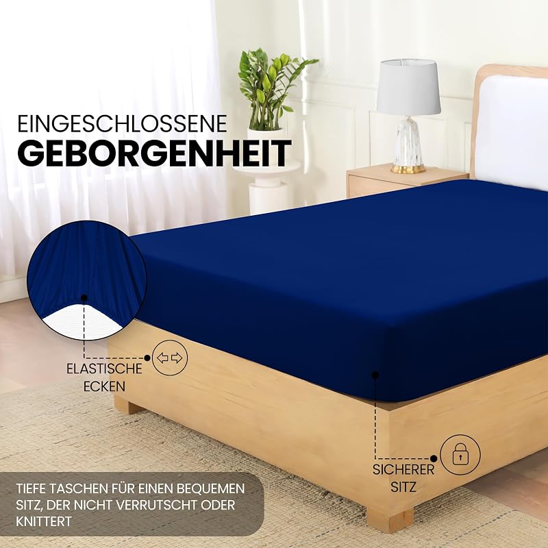 - Spannbettlaken 180x200cm - Royal Blau