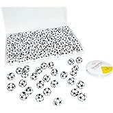 Topapfo 100 Pcs Soccer Beads, Acrylic, Round, 12mm, Loose Beads for Bracelets, Necklace, Lanyard, Keychains, Jewelry Making Crafts
