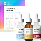 Natural Outcome Hyaluronic Acid, Vitamin C Face Serum and Retinol Facial Serum - Night and Day Anti Aging Facial Serum and Hydrating Serum Set 1 oz Each, Vegan, Cruelty Free & Fragrance Free