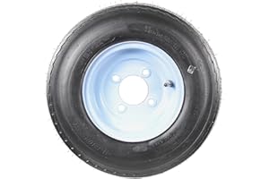 eCustomrim Trailer Tire On Rim 4.80-8 480-8 4.80 X 8 8 in. Load Range B 4 Lug White Wheel - 2 Year Warranty w/Free Roadside