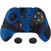 eXtremeRate PlayVital Samurai Edition Anti-Slip Controller Grip Silicone Skin for Xbox Core Controller, Ergonomic Protective Case Cover for Xbox Series S/X Controller w/Thumb Grips - Black & Blue
