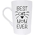 MAUAG Mothers Day Gifts Funny Cat Mom Coffee Mug Christmas Gifts, Best Cat Mom Ever Cute Cup from Daughter or Son, White 12 Oz