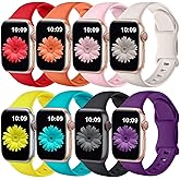 8 Pack Bands Compatible with Apple Watch Band 38mm 40mm 41mm 42mm 44mm 45mm 46mm 49mm for Women Men, Soft Silicone Sport Strap for iWatch Series Ultra 11 10 9 8 7 6 5 4 3 2 1 SE/SE 2nd/SE 3nd