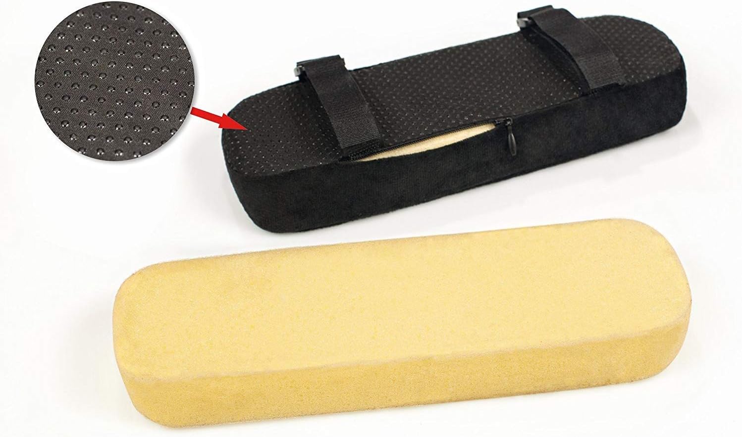 GEMSONO - 2 Ergonomic Memory Foam Chair Armrest Pads | Elbows, Forearms Pressure Relief & Proper Posture, Easy Use, Lightweight & Portable | Antislip, Removable & Adjustable | Pair of 2 : Office Products