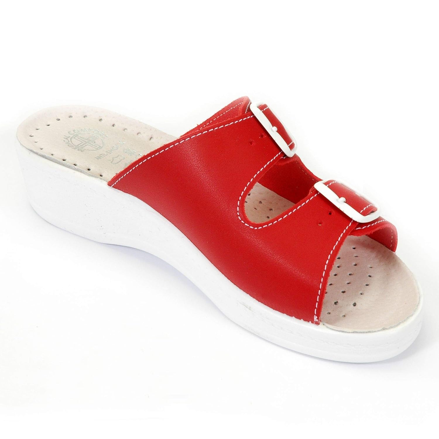 Dr Punto Rosso Medical Comfort 400SBF Sandales Sabots Mules En Cuir Femme - Confort Médical Toute La Journée