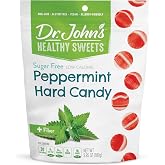 Dr. John's Heathy Sweets Peppermint Hard Candy with Zero Sugar, Dye-Free, Plant Based, Keto Friendly, 24 Count, 3.85oz Bag