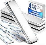 Grtard 4 Pack Neodymium Magnets 60x10x3 mm with Adhesive Double-Sided Strips