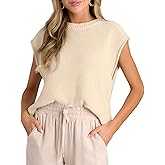 Neweek Women's Striped Knit Sleeveless Sweater Vests Crew Neck Lightweight Pullover Casual Loose Fit Spring Summer Top