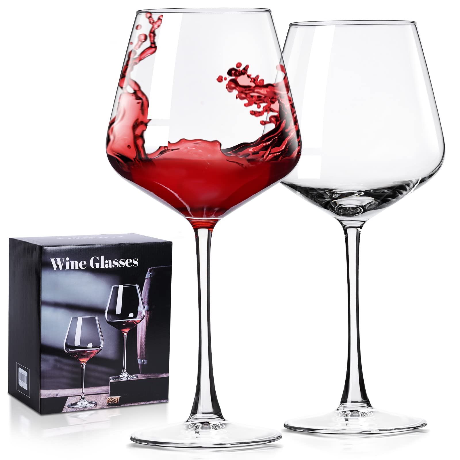 PARACITY Wine Glasses Set of 2, Hand Blown Crystal White and Red Wine Glasses, Burgundy Wine Glass for Red and White Wine, 16oz Red Wine Glasses for Women and Men