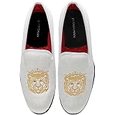 ELANROMAN Men's Loafers Velvet Embroidery Slip on Penny Party Wedding Prom Shoes
