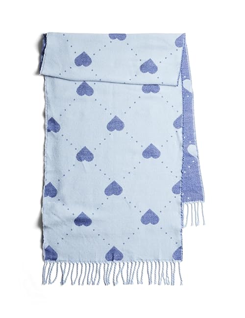 PIECES Women's Pcnimonna Long Scarf Bc, Soft Chambray/AOP:Bellwater Blue Hearts, One Size