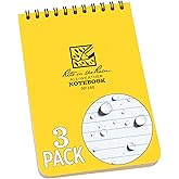 Rite in the Rain Weatherproof Top Spiral Notepad, 4" x 6", Yellow Cover, Universal Pattern, 3 Pack (No. 146-3)