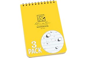 Rite in the Rain Weatherproof Top Spiral Notepad, 4" x 6", Yellow Cover, Universal Pattern, 3 Pack (No. 146-3)