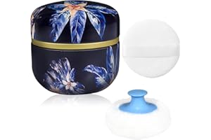 W M G WEMEGA WEMEGA Body Powder Case with Powder Puff Powder Container Tea Box for Baby and Women Powder Puff and Powder Case for Travel (Midnight1)