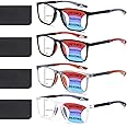 BLOEXCLU 4 Pack Progressive Multifocus Reading Glasses for Men Women TR90 Sports Style Anti-Blue Light Computer Readers