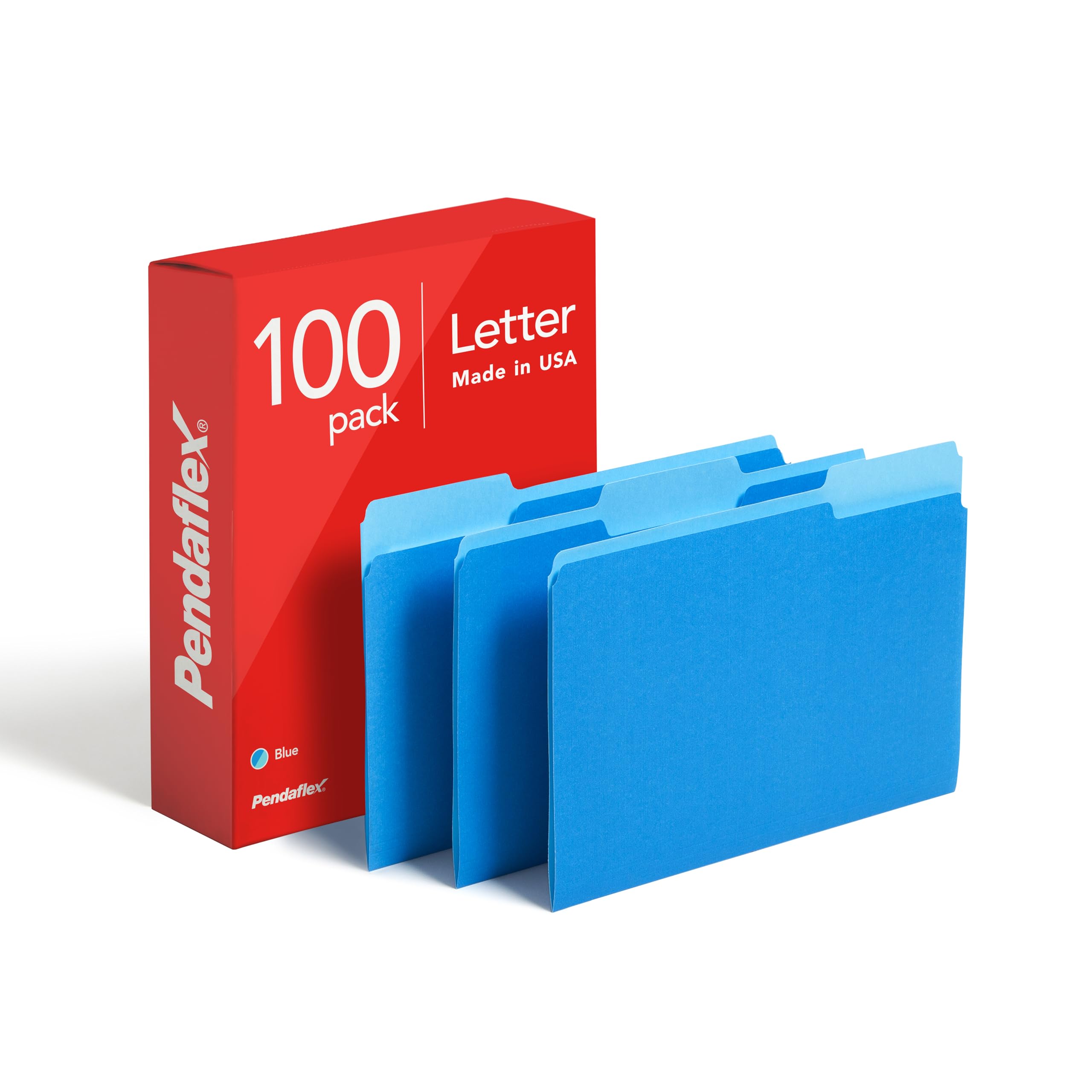 Pendaflex Two-Tone Color File Folders, Letter Size, Blue, 1/3 Cut, 100 per Box (152 1/3 BLU)